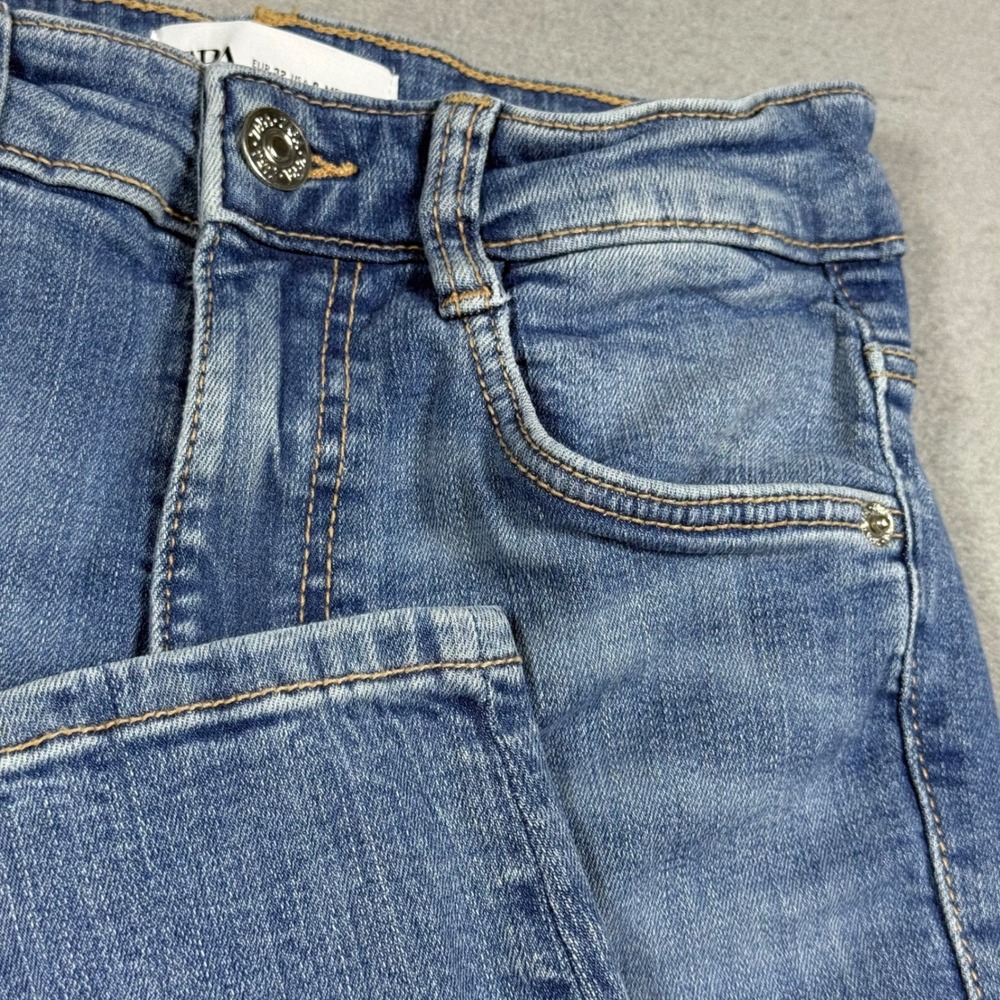Zara Womens High Waisted Skinny Jeans Blue Denim Medium Wash Size 0